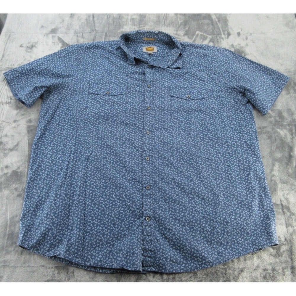 The Foundry Mens Button Down Comfort Stretch Blue Geometric Print 2XLT